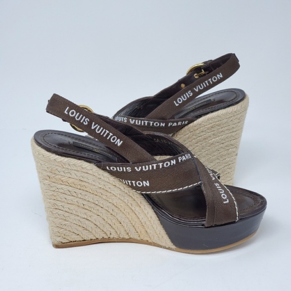 💯 Auth Louis Vuitton Wedge Size 36.5 Excellent - Picture 4 of 7